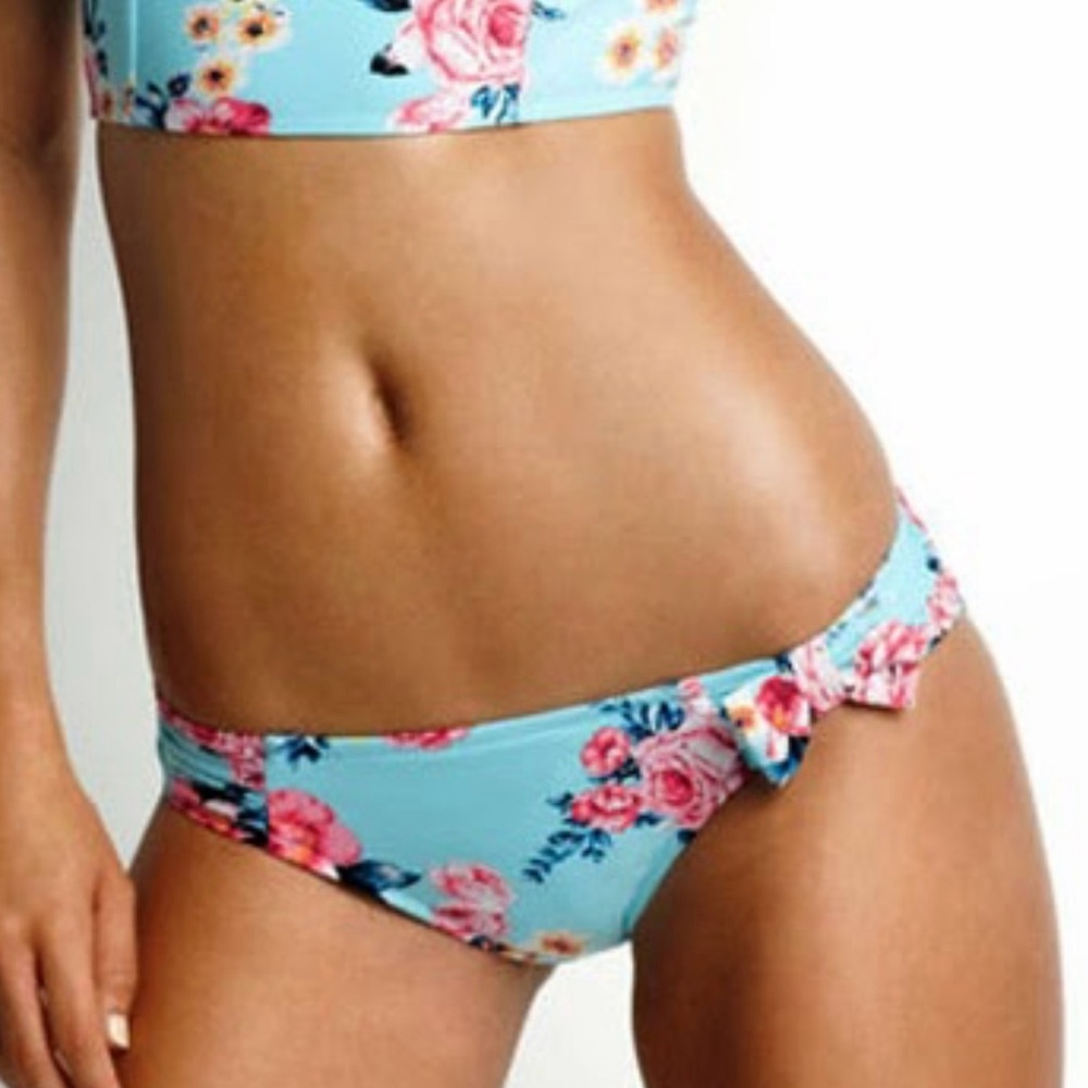 Seafolly Rococo Rose Floral Bikini Bottom in Blue Pink Size 4. Vintage/Retro